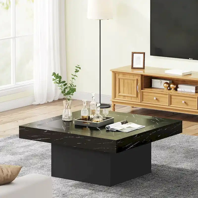 Table basse carrée à LED avec lumière USB réglable