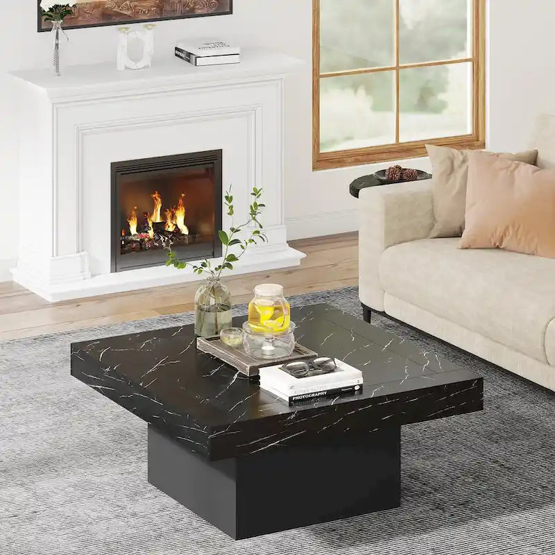 Table basse carrée à LED avec lumière USB réglable