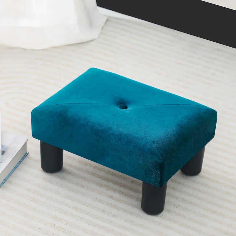Velvet Foot Stool Ottoman with Tufted Button