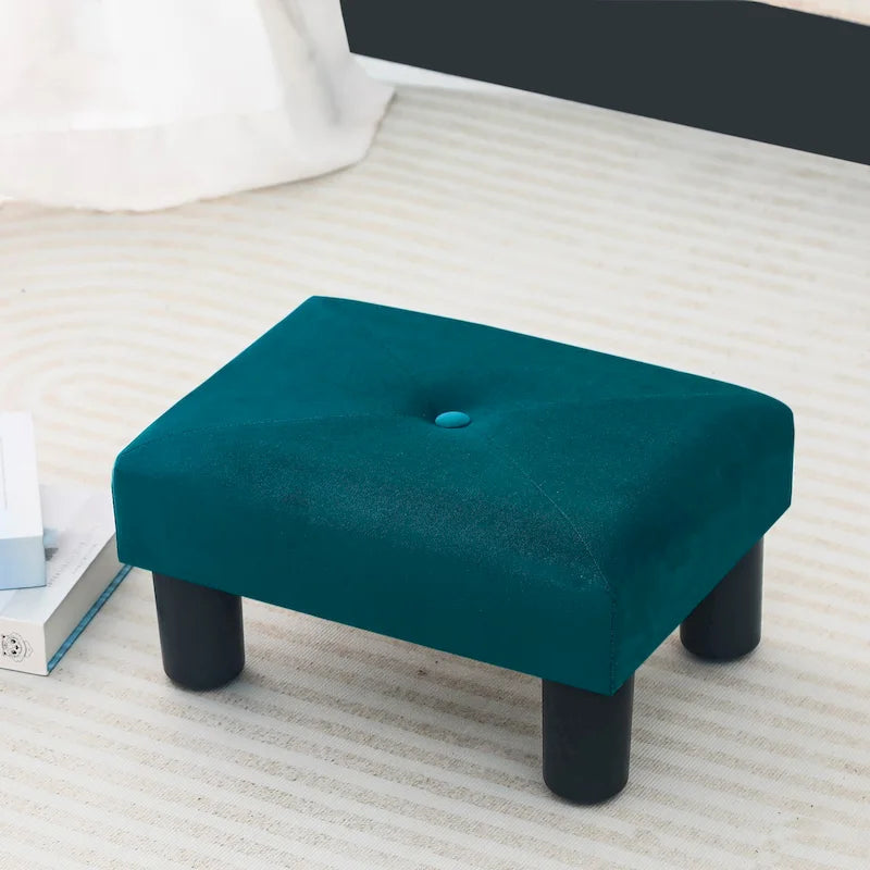 Velvet Foot Stool Ottoman with Tufted Button