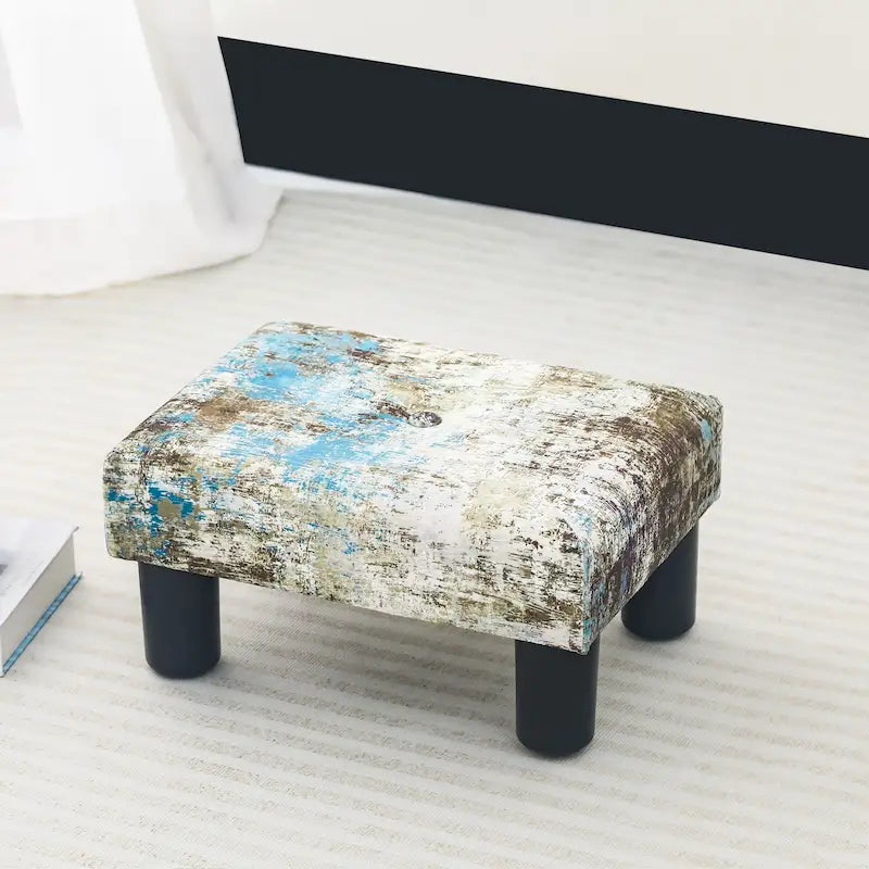 Velvet Foot Stool Ottoman with Tufted Button