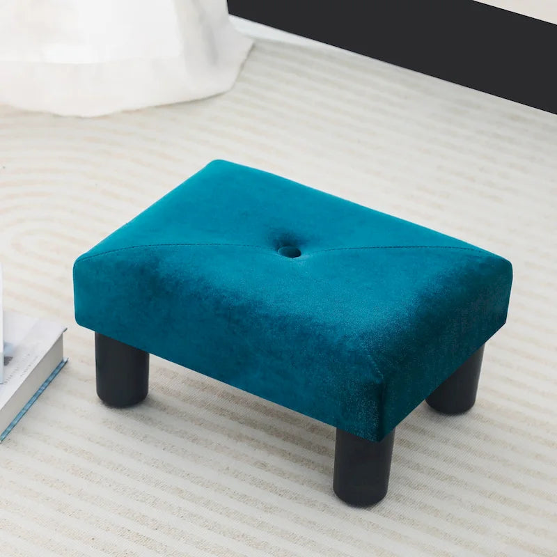 Velvet Foot Stool Ottoman with Tufted Button
