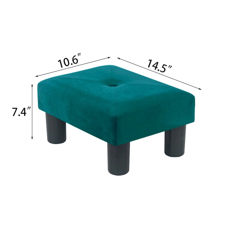 Velvet Foot Stool Ottoman with Tufted Button