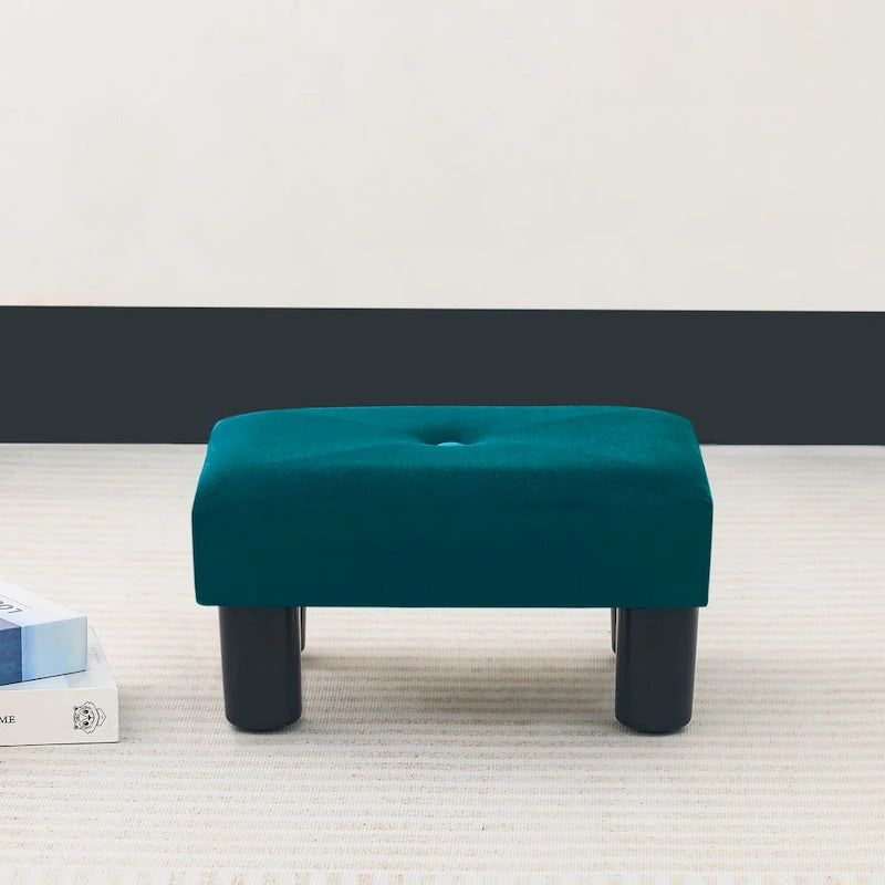 Velvet Foot Stool Ottoman with Tufted Button