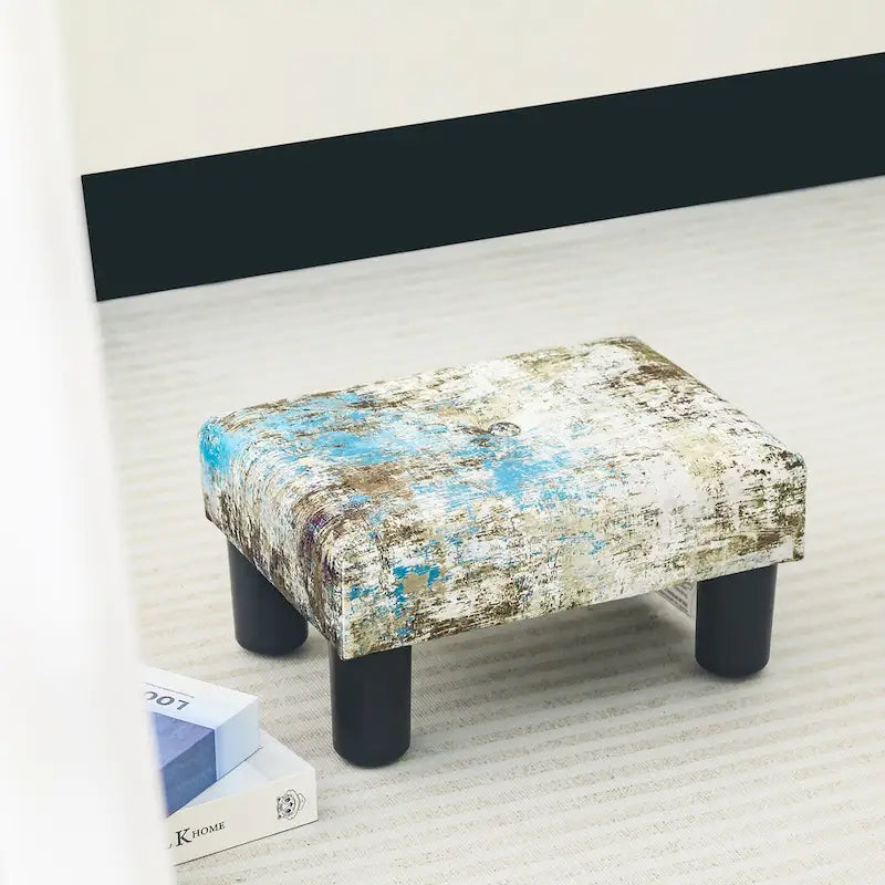 Ottoman en velours avec capitonnage à boutons