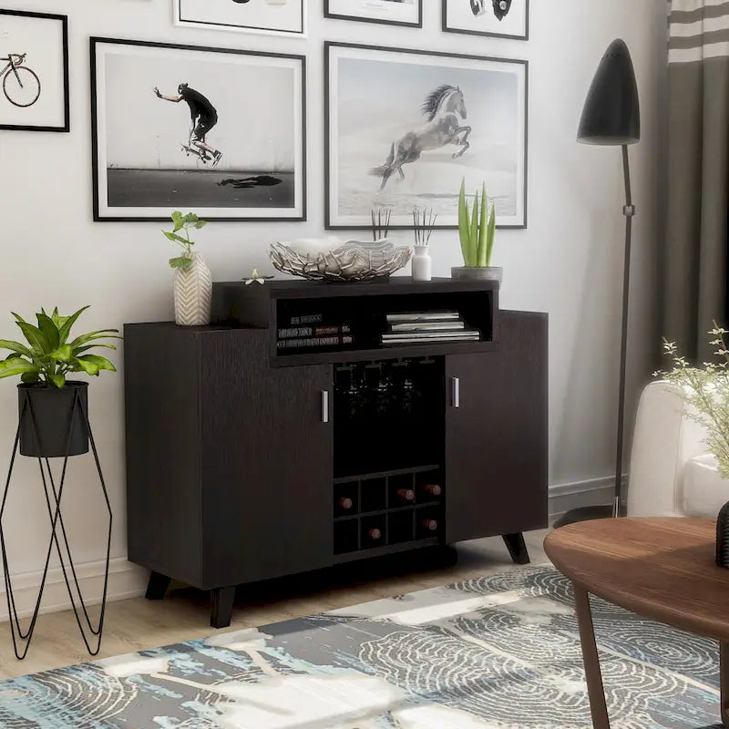Contemporary 8-Bottle Wine Cabinet Buffet