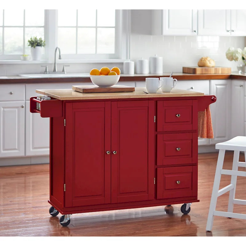 3-Drawer Drop Leaf Kitchen Cart