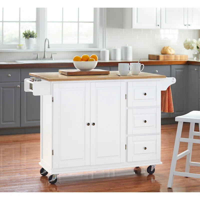 3-Drawer Drop Leaf Kitchen Cart
