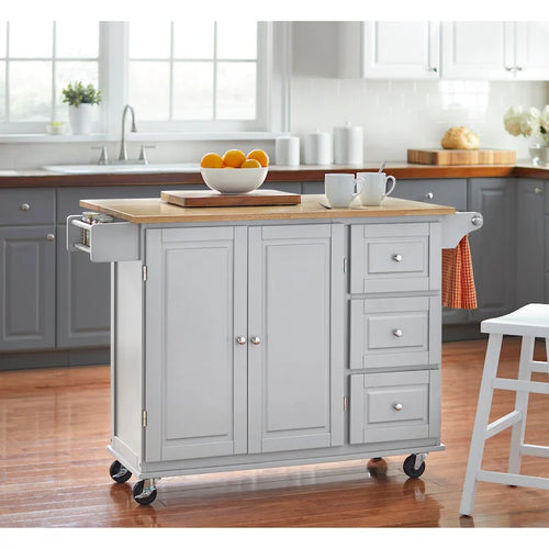 3-Drawer Drop Leaf Kitchen Cart