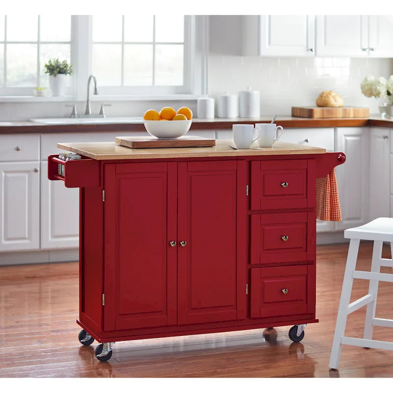 3-Drawer Drop Leaf Kitchen Cart