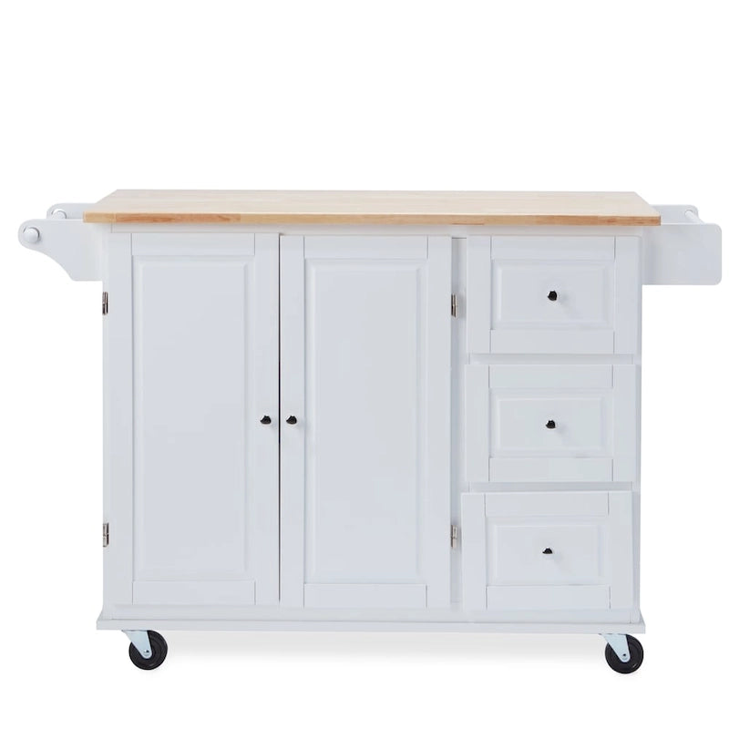 3-Drawer Drop Leaf Kitchen Cart