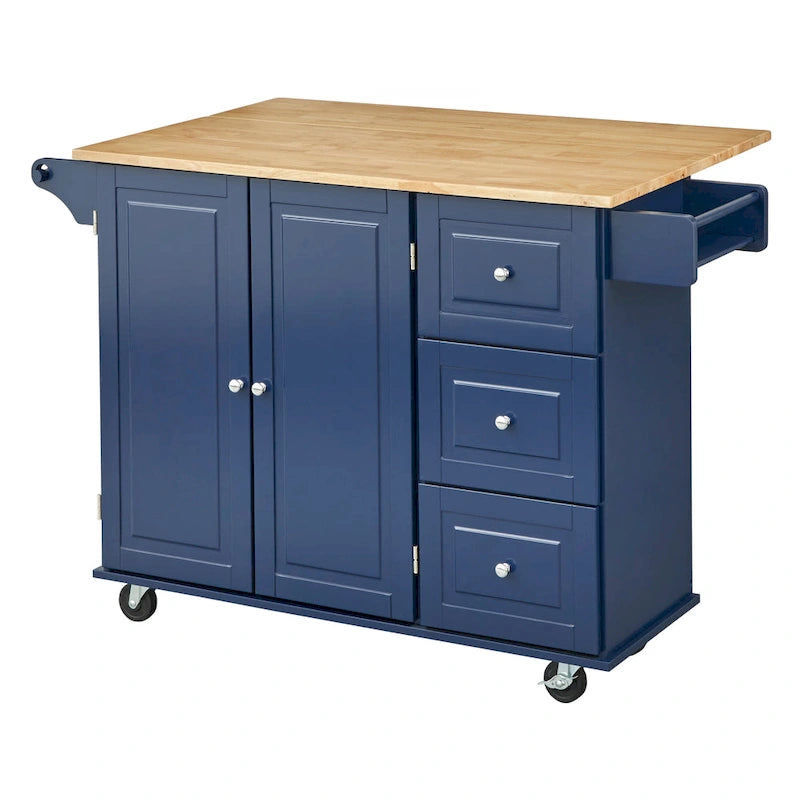 3-Drawer Drop Leaf Kitchen Cart