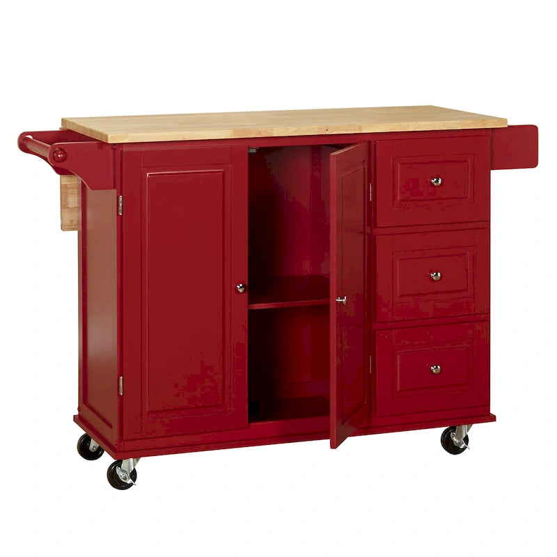 3-Drawer Drop Leaf Kitchen Cart