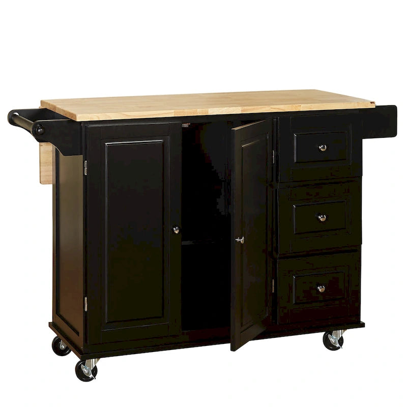 3-Drawer Drop Leaf Kitchen Cart