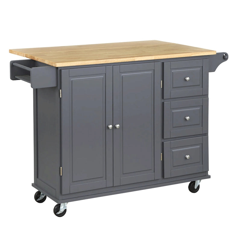 3-Drawer Drop Leaf Kitchen Cart