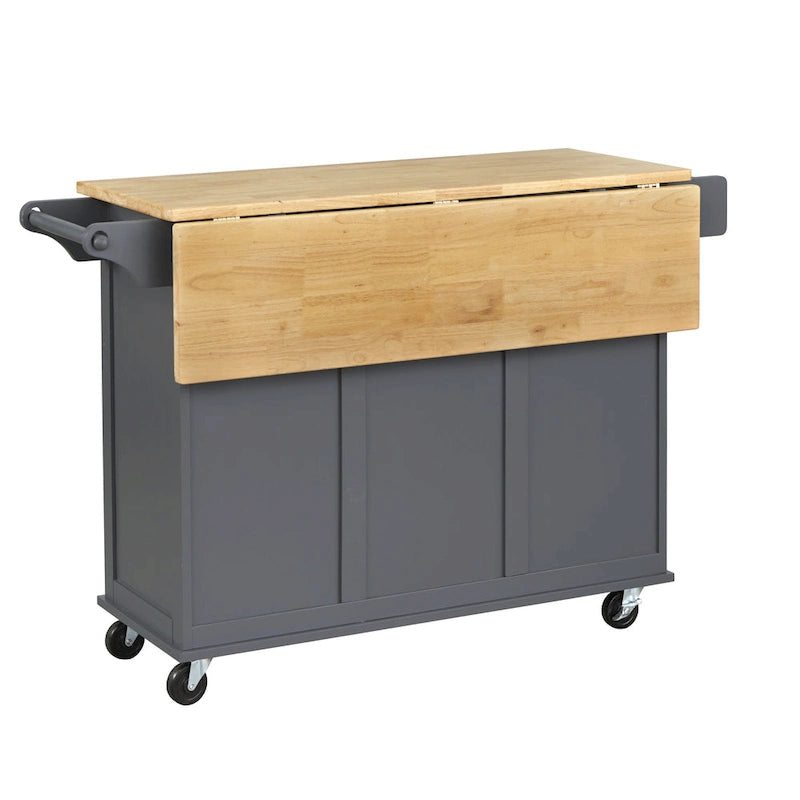 3-Drawer Drop Leaf Kitchen Cart