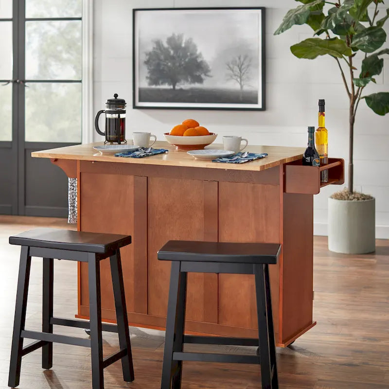 3-Drawer Drop Leaf Kitchen Cart
