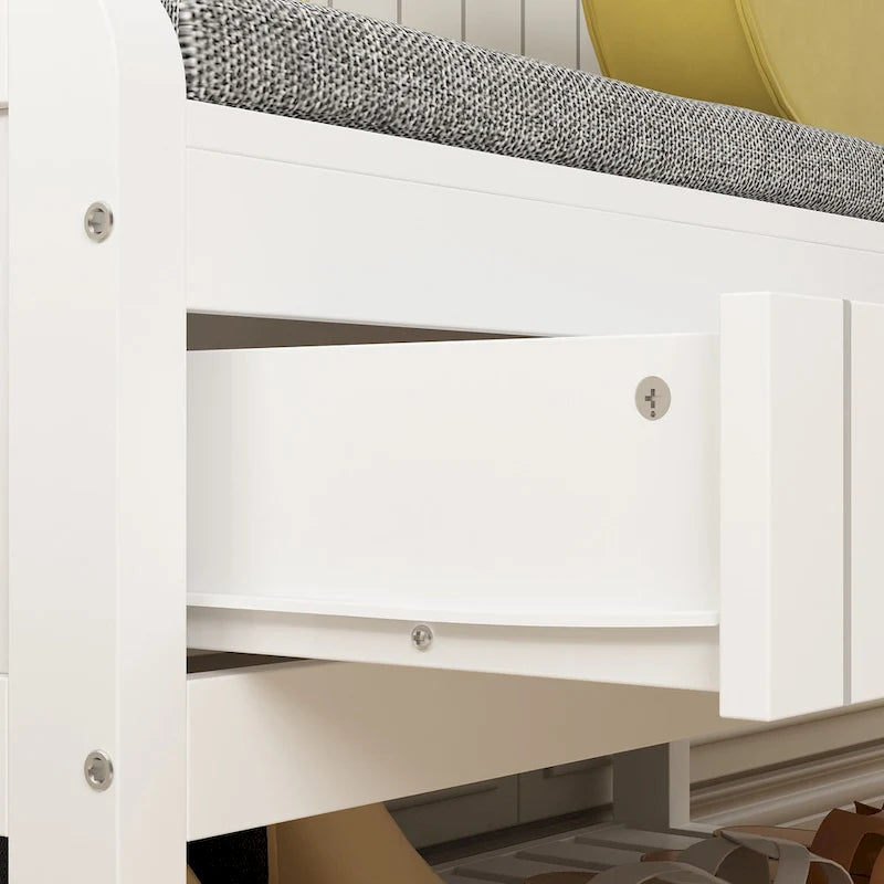 68.5" Hall Tree with Bench and Shoe Storage | White / Black / Grey