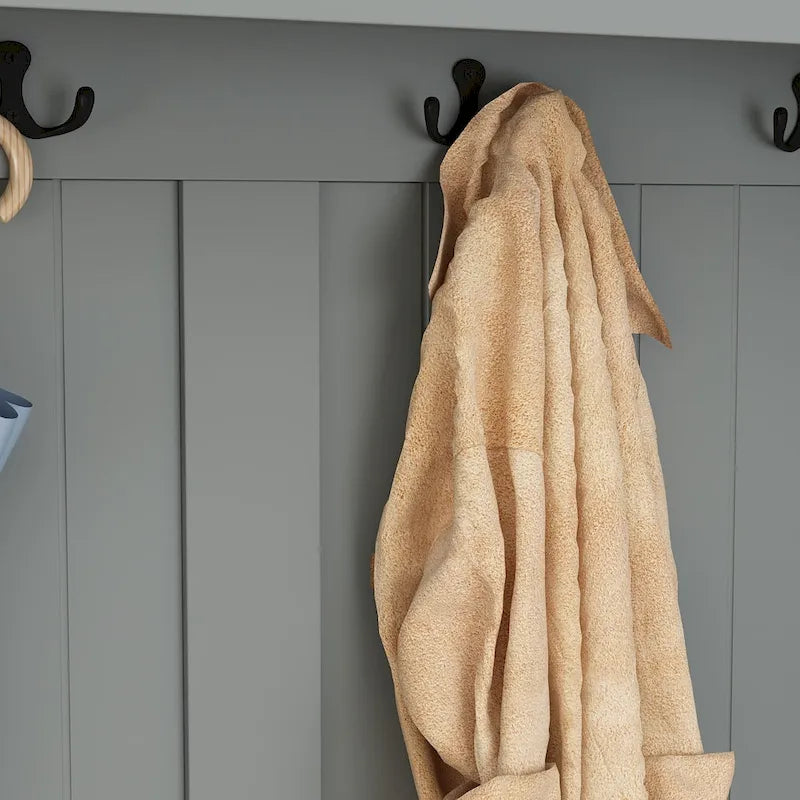 68.5" Hall Tree with Bench and Shoe Storage | White / Black / Grey