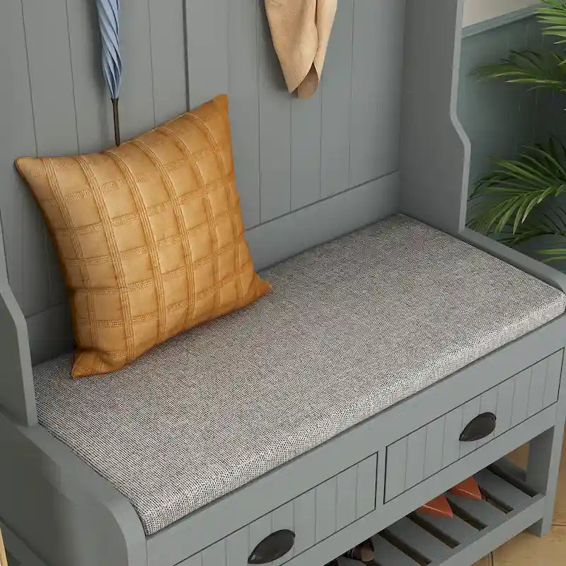 68.5" Hall Tree with Bench and Shoe Storage | White / Black / Grey