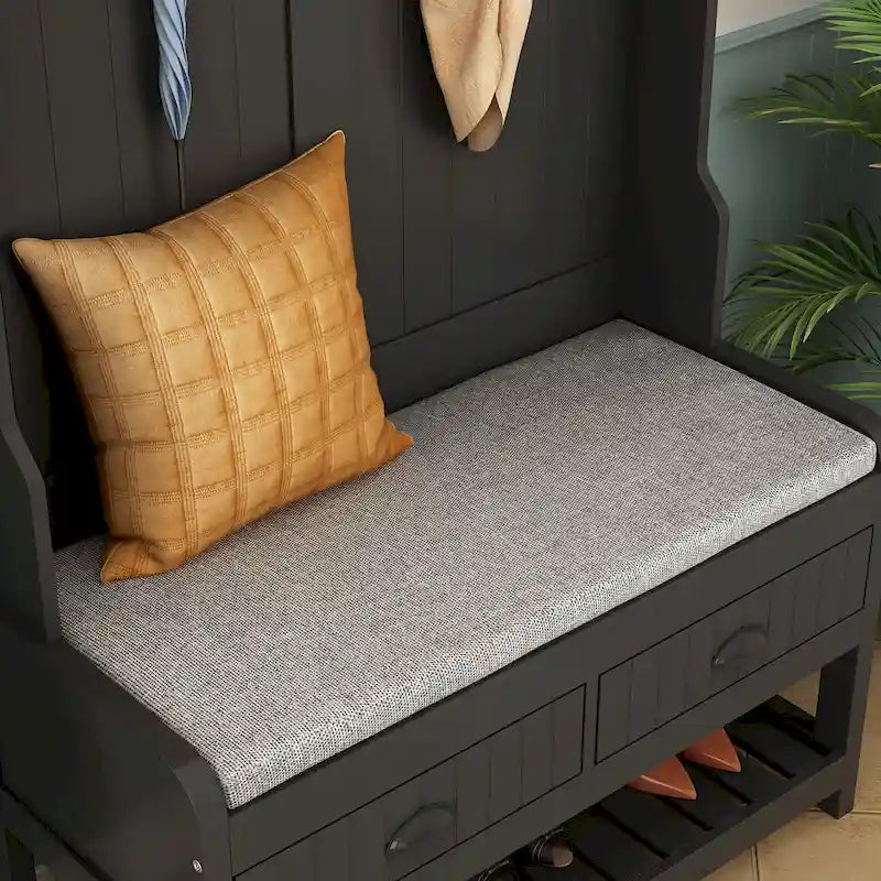 68.5" Hall Tree with Bench and Shoe Storage | White / Black / Grey