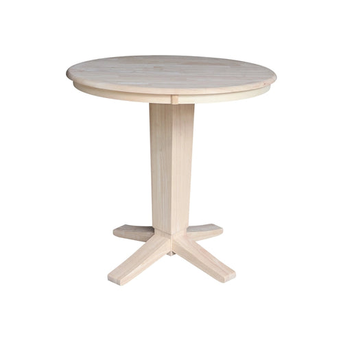 36 in Solid Wood Round Top Counter Height Pedestal Dining Table