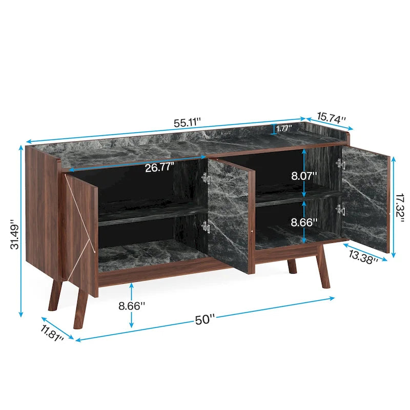 55 inch Buffet Cabinet with Storage and Doors
