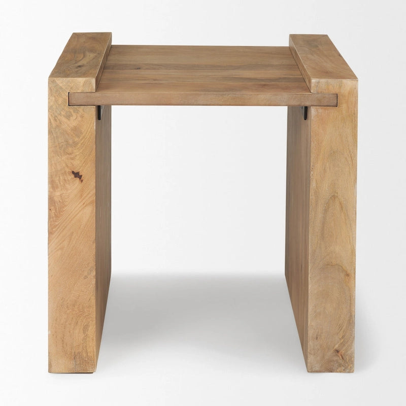 Light Brown Solid Wood Square Accent Table