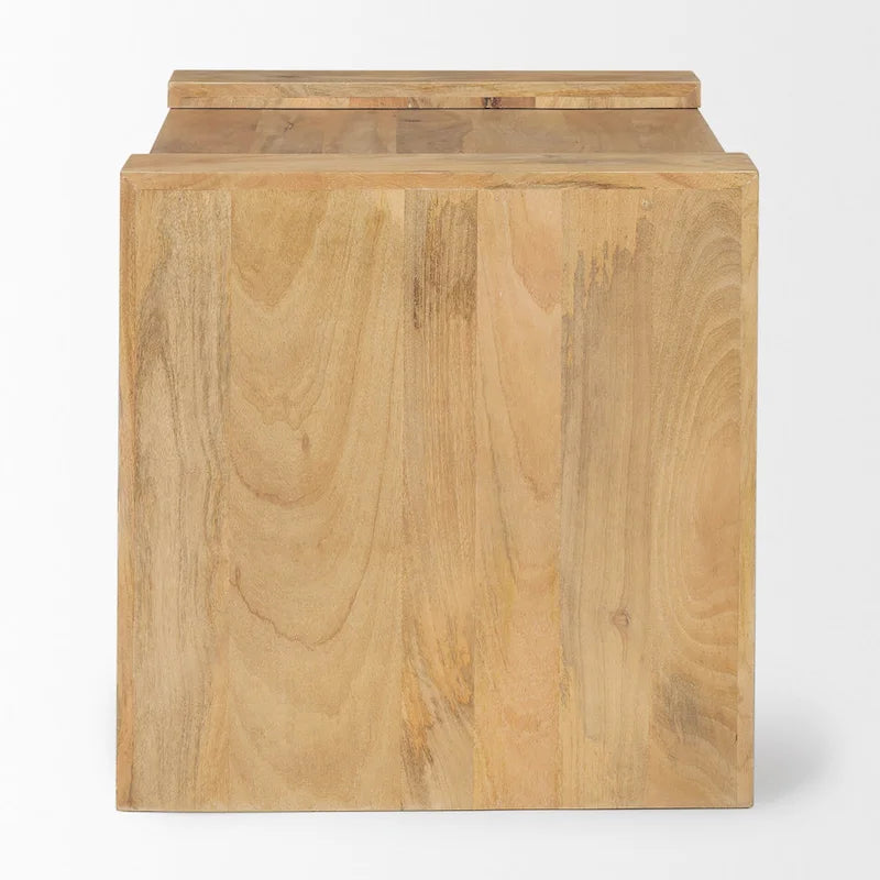 Light Brown Solid Wood Square Accent Table