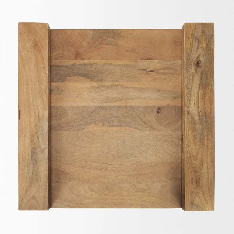 Light Brown Solid Wood Square Accent Table