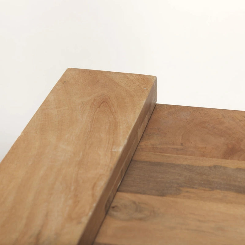 Light Brown Solid Wood Square Accent Table