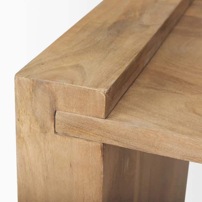Light Brown Solid Wood Square Accent Table