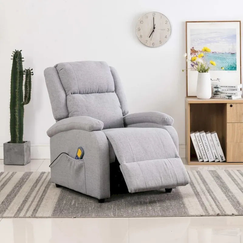 Massage Chair Light Gray Fabric - 71 x 92 x 96 cm