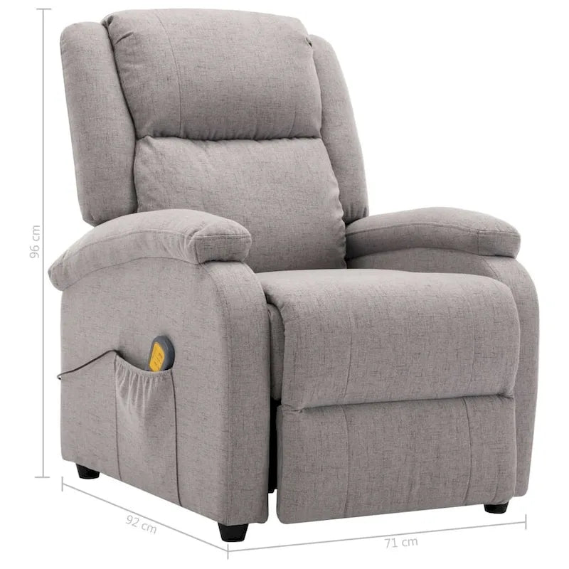 Massage Chair Light Gray Fabric - 71 x 92 x 96 cm