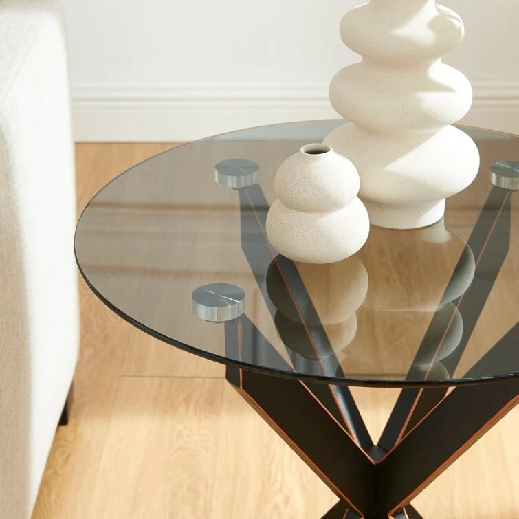 End Table with Glass Top, 19.7"