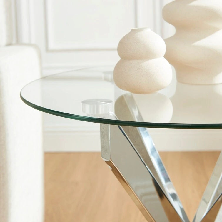 End Table with Glass Top, 19.7"