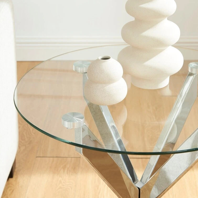 End Table with Glass Top, 19.7"