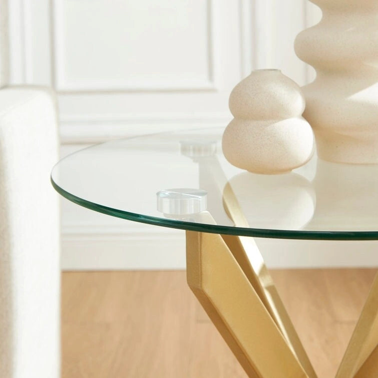 End Table with Glass Top, 19.7"