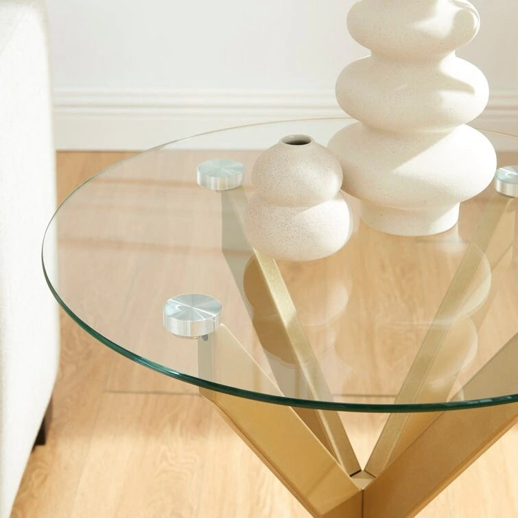 End Table with Glass Top, 19.7"