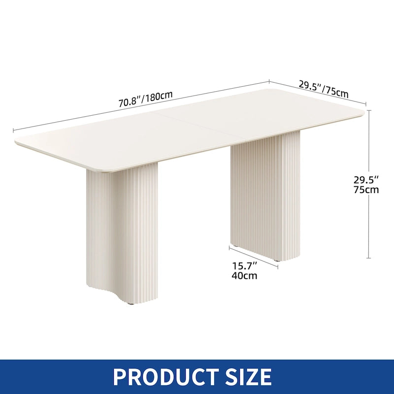 Modern Dining Table for Kitchen & Dining Room – Seats 6-8, Creamy White