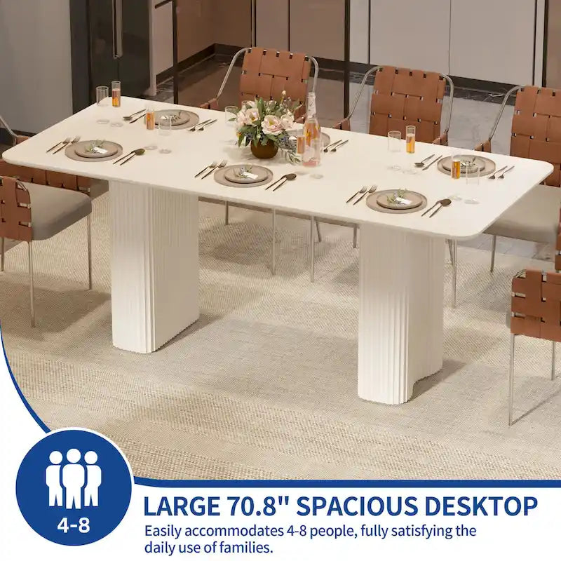 Modern Dining Table for Kitchen & Dining Room – Seats 6-8, Creamy White