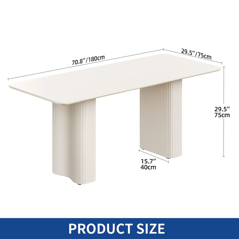 Modern Dining Table for Kitchen & Dining Room – Seats 6-8, Creamy White
