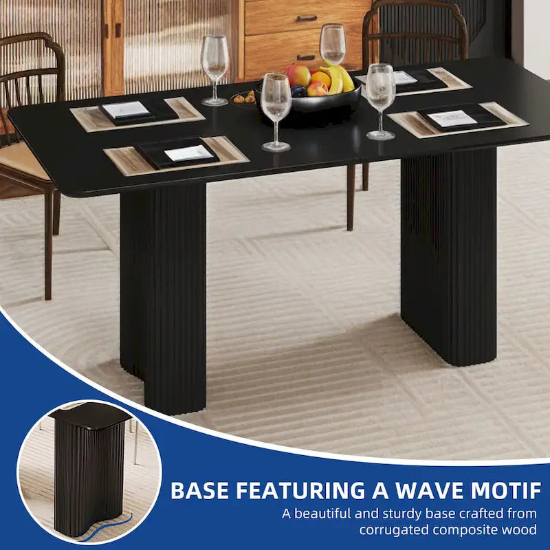 Modern Dining Table for Kitchen & Dining Room – Seats 6-8, Creamy White