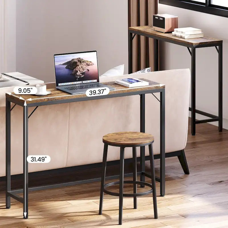 Narrow Console Table | Industrial Hallway & Sofa Table for Entryway