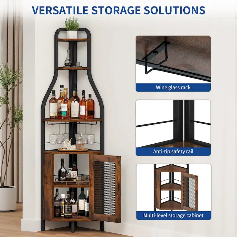 71" Industrial Corner Wine Rack - 15.7"L x 15.7"W x 71"H