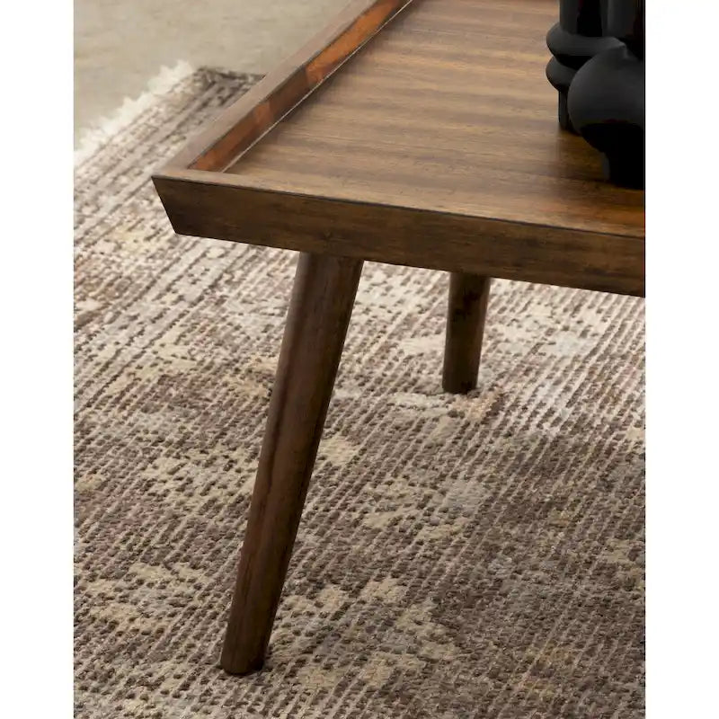 Rectangle Wood Coffee Table, 46 Inch Mid-Century Walnut Brown