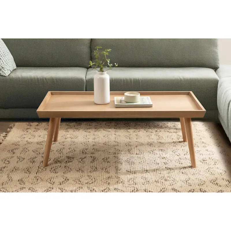 Table basse rectangulaire en bois, 46 pouces, noyer brun style Mid-Century