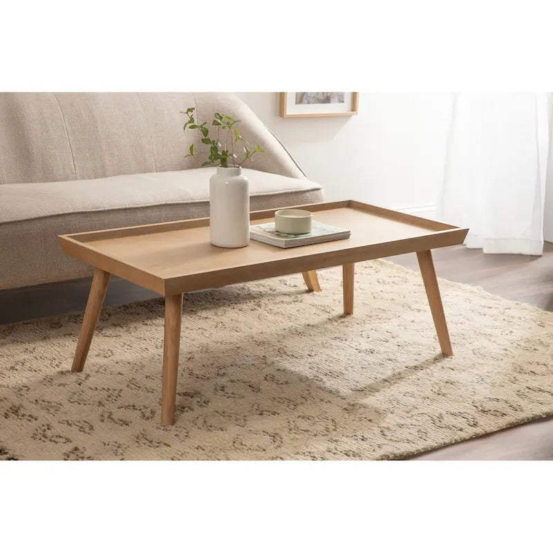 Table basse rectangulaire en bois, 46 pouces, noyer brun style Mid-Century