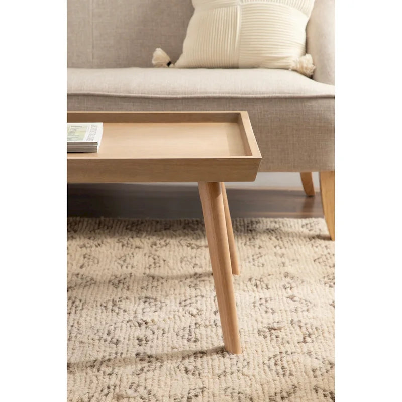 Table basse rectangulaire en bois, 46 pouces, noyer brun style Mid-Century