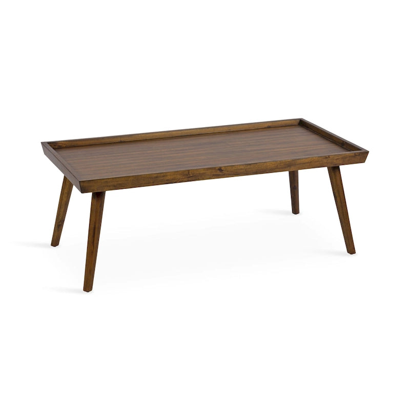 Table basse rectangulaire en bois, 46 pouces, noyer brun style Mid-Century